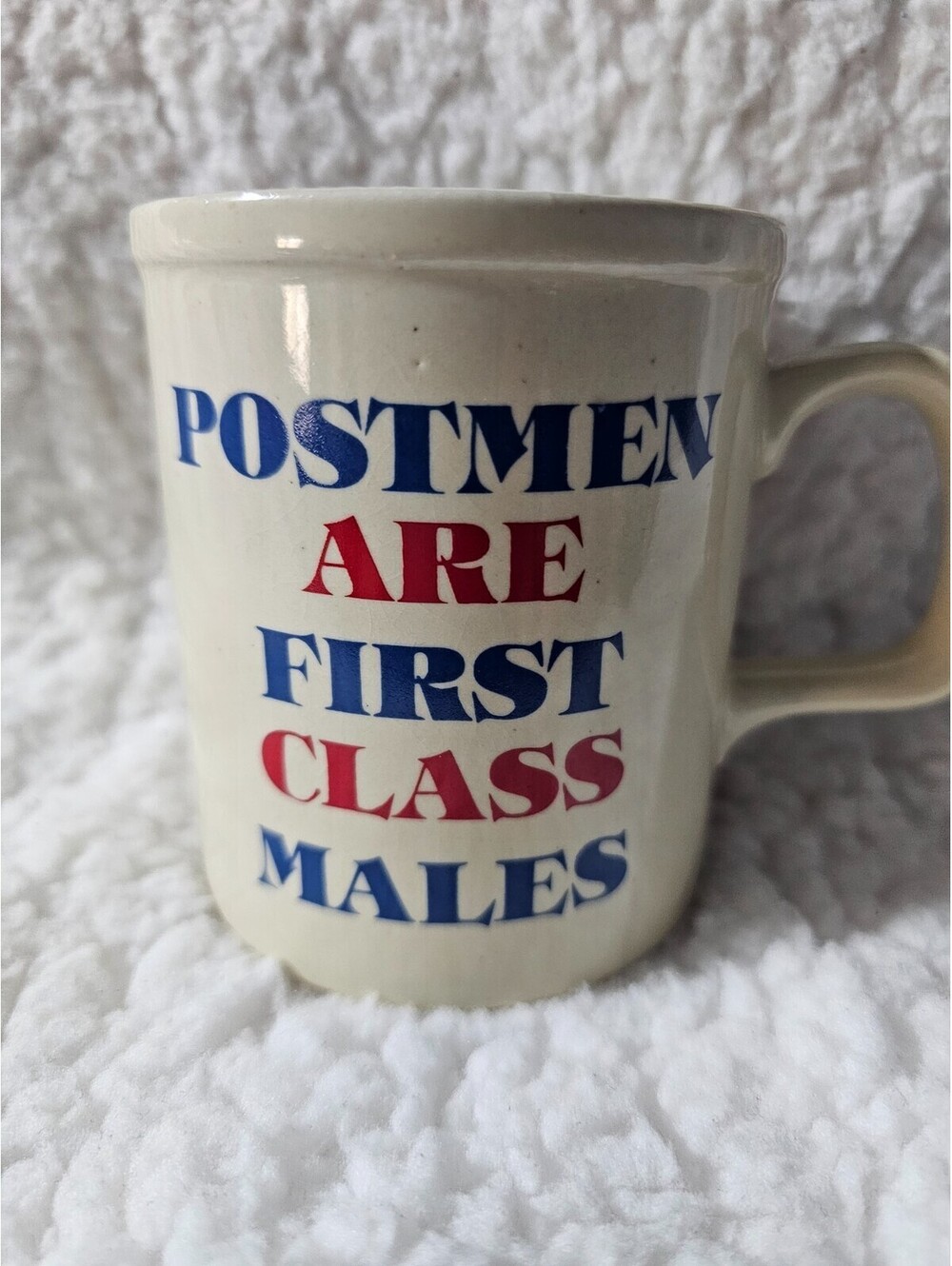 Vintage Postmen Are First Class Males Coffee Mug Cup Japan USPS Post Office 4" - Picture 2 of 7